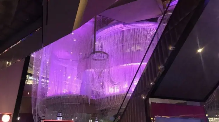 a large chandelier in a casino