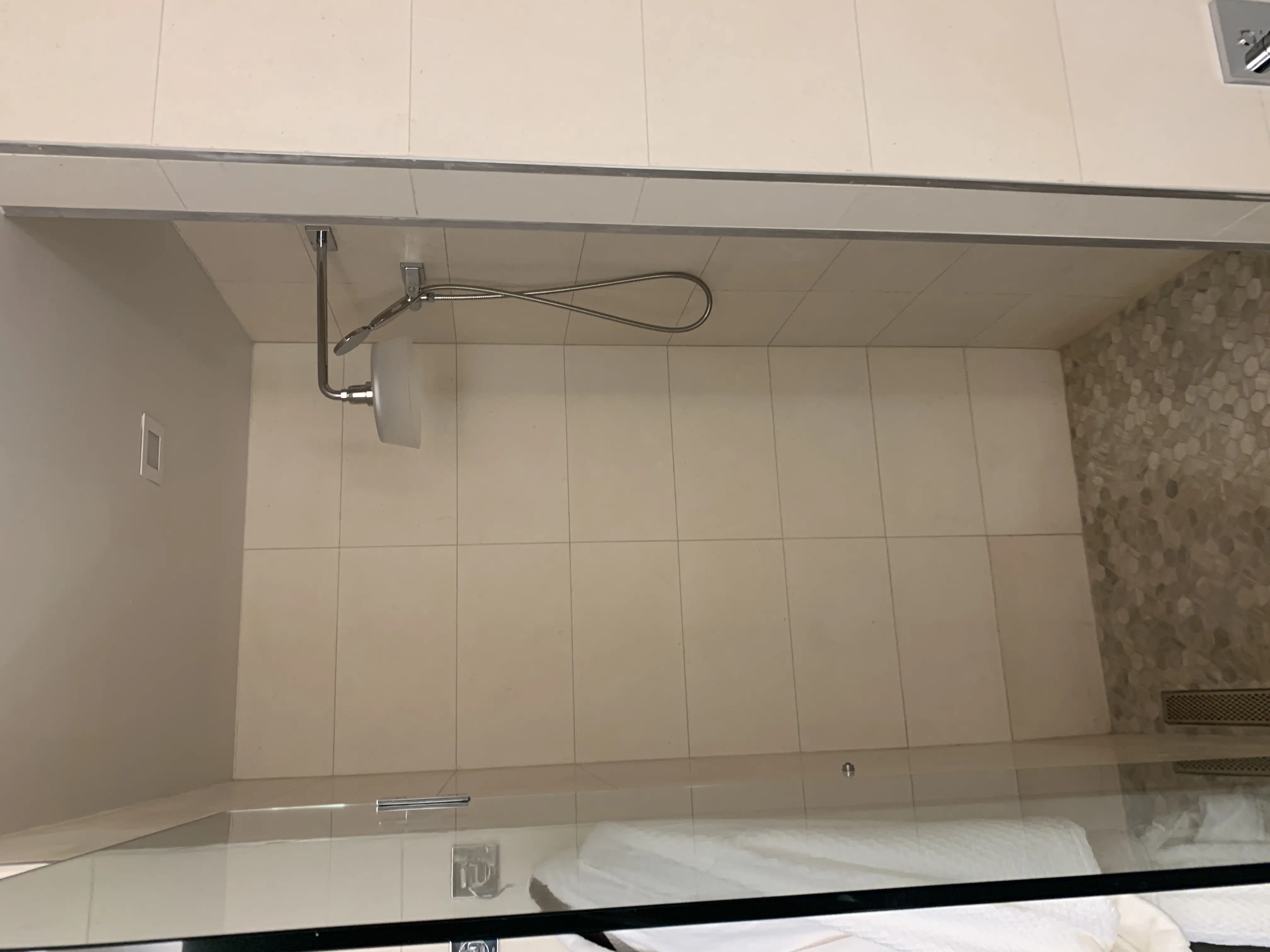 a shower with a shower head