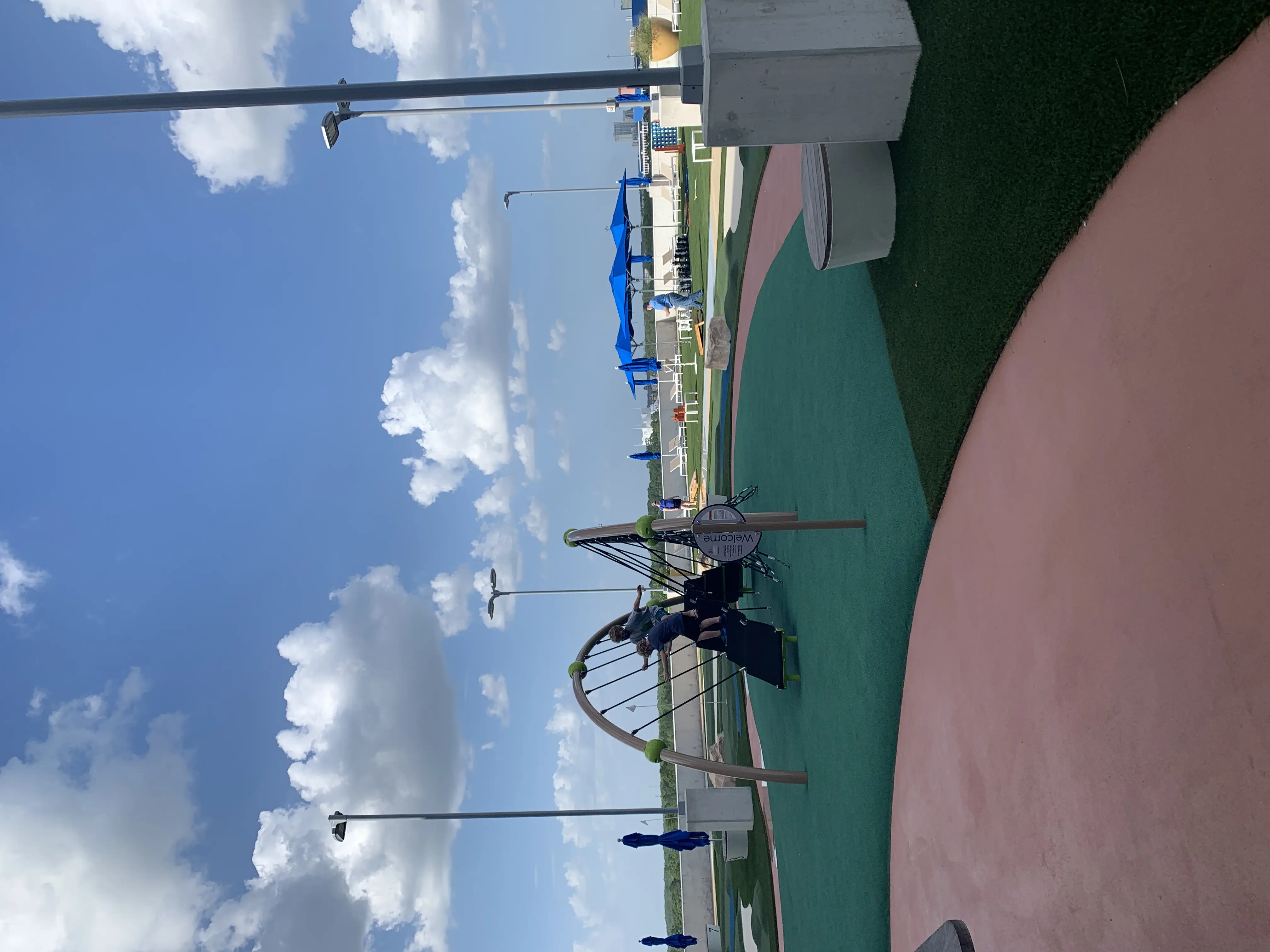 a playground with a swing set