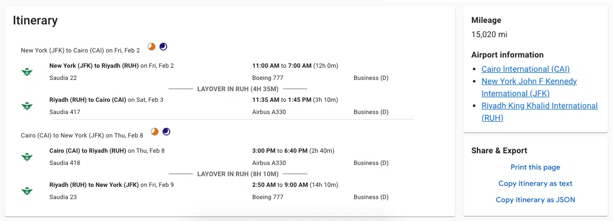 screenshot of a screenshot of a flight schedule