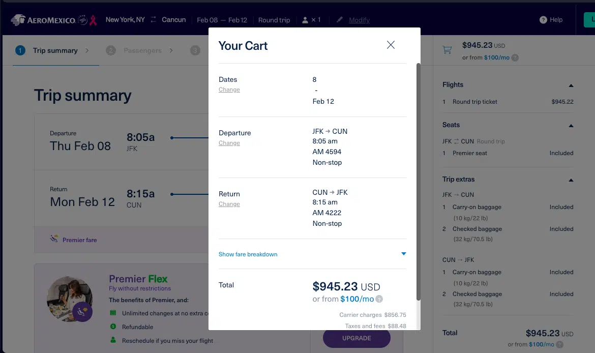 a screenshot of a flight schedule