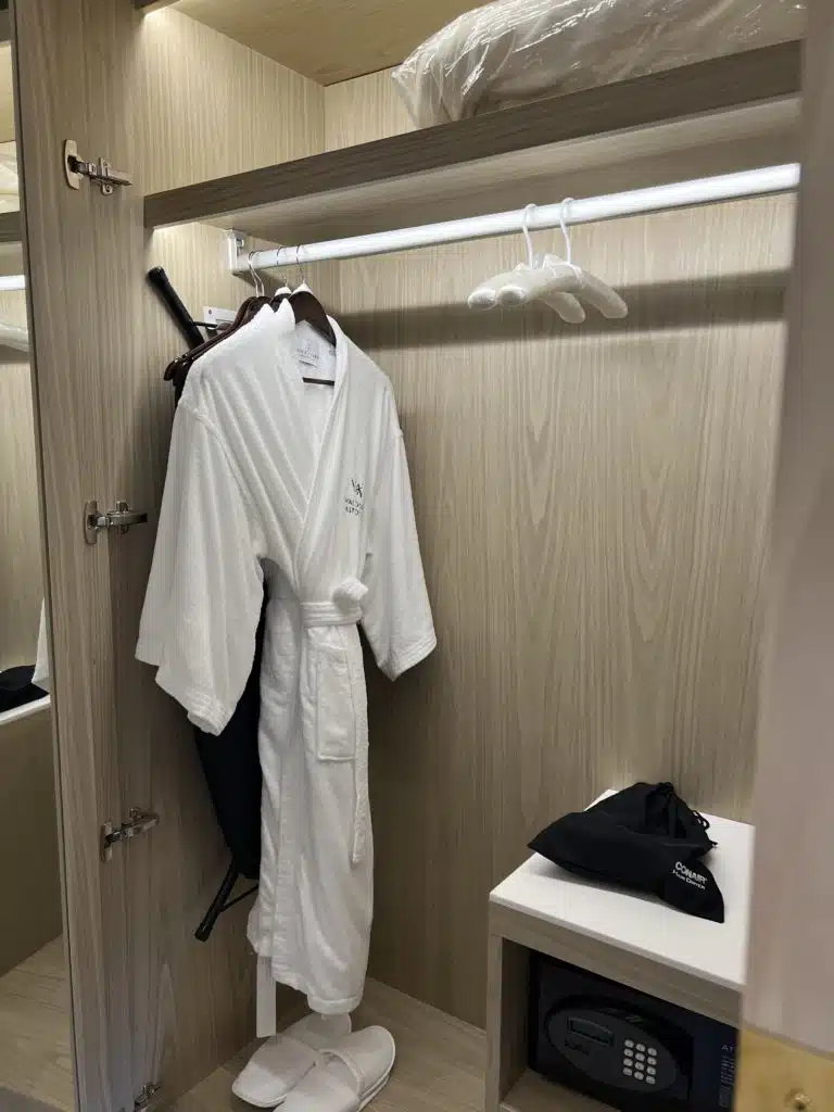 a white robe in a closet